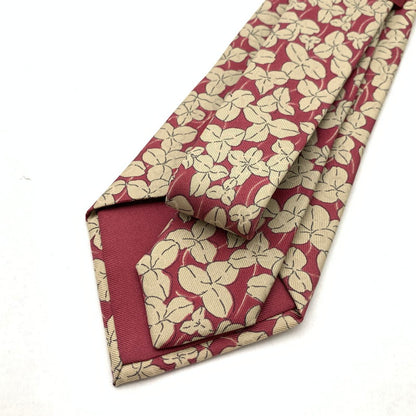 【中古品】【メンズ】 HERMES エルメス シルクネクタイ 葉っぱ総柄 ブランド 小物 古着 183-260425-gm-32-fuz カラー：ピンク 万代Net店