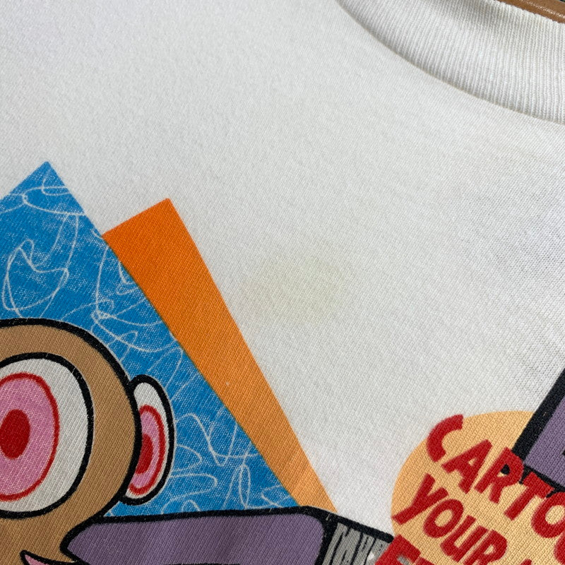 【中古品】【メンズ】 FRUIT OF THE LOOM フルーツ オブ ザ ルーム REN&STIMPY プリント 半袖 Tシャツ トップス 古着 145-260608-mh-05-fuzh サイズ：L カラー：ホワイト 万代Net店