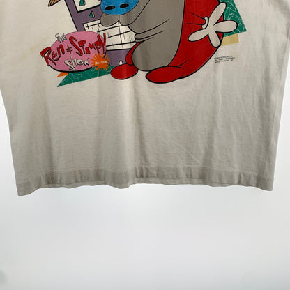 【中古品】【メンズ】 FRUIT OF THE LOOM フルーツ オブ ザ ルーム REN&STIMPY プリント 半袖 Tシャツ トップス 古着 145-260608-mh-05-fuzh サイズ：L カラー：ホワイト 万代Net店