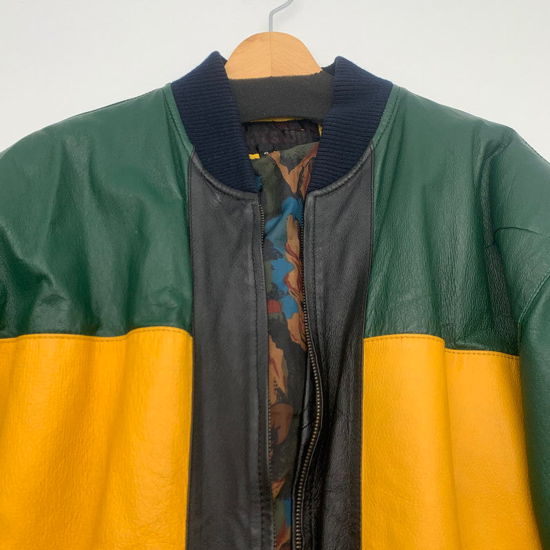 【中古品】【メンズ】 USED LEATHER JACKET マルチカラーレザージャケット 本革 ブランド 古着 147-260725-gm-08-fuzh サイズ：L カラー：マルチカラー 万代Net店