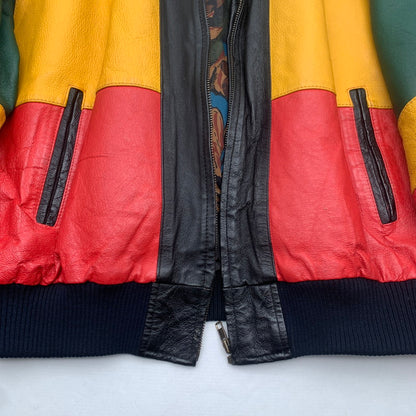 【中古品】【メンズ】 USED LEATHER JACKET マルチカラーレザージャケット 本革 ブランド 古着 147-260725-gm-08-fuzh サイズ：L カラー：マルチカラー 万代Net店