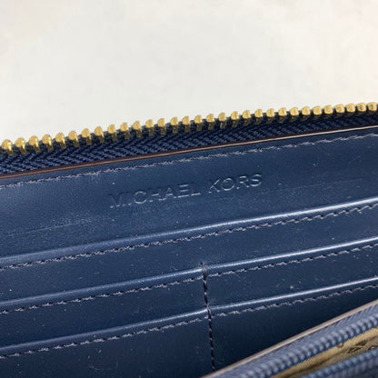 【中古品】 MICHAEL KORS マイケル・コース 長財布 NAVY 財布 サイフ ※金具部分に塗装剥がれ・スレあり 181-260729-io-27-fuzh 万代Net店