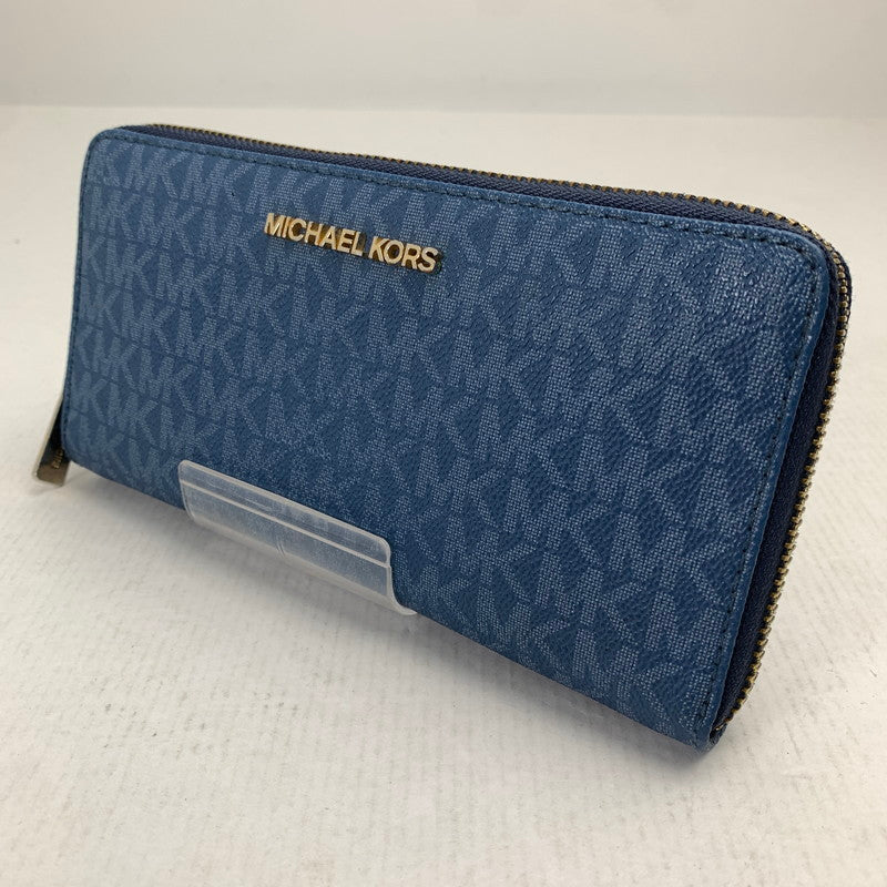 【中古品】 MICHAEL KORS マイケル・コース 長財布 NAVY 財布 サイフ ※金具部分に塗装剥がれ・スレあり 181-260729-io-27-fuzh 万代Net店