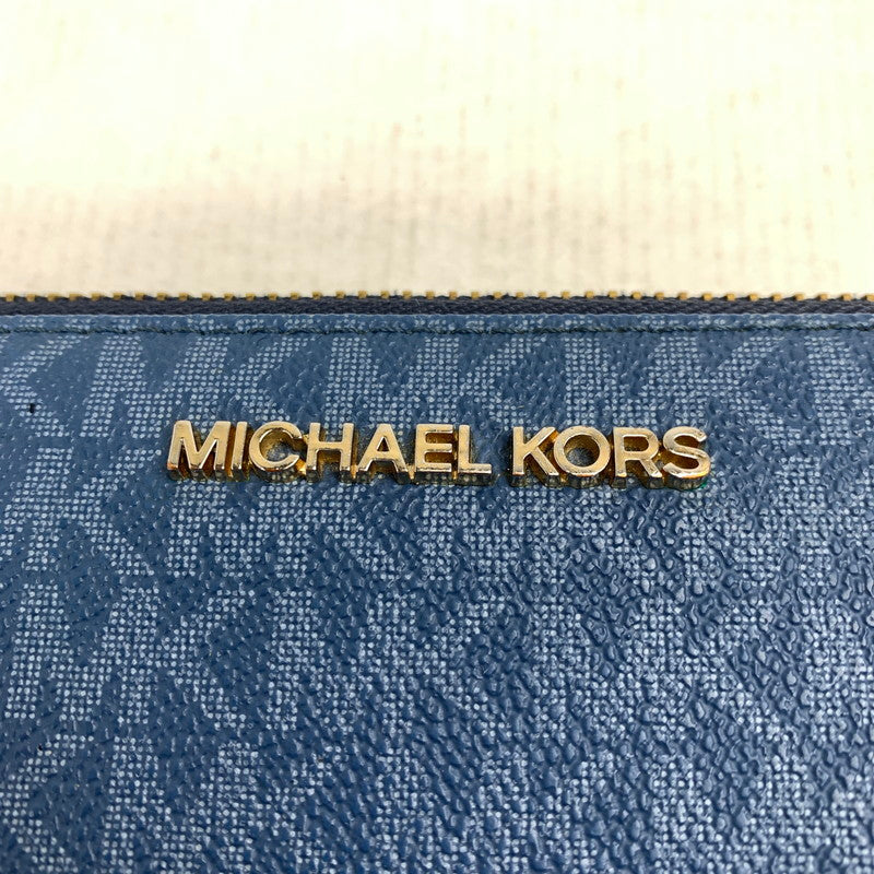 【中古品】 MICHAEL KORS マイケル・コース 長財布 NAVY 財布 サイフ ※金具部分に塗装剥がれ・スレあり 181-260729-io-27-fuzh 万代Net店