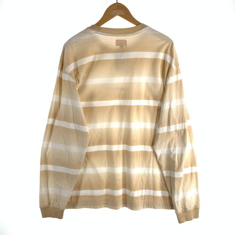【中古品】【メンズ】 FADE STRIPE L/S TOPS 長袖Tシャツ カットソー ブランド 古着 149-260506-gm-31-fuz サイズ：S カラー：ベージュ ホワイト 万代Net店