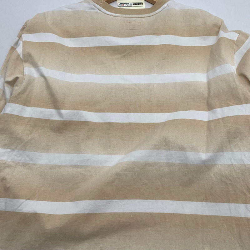 【中古品】【メンズ】 FADE STRIPE L/S TOPS 長袖Tシャツ カットソー ブランド 古着 149-260506-gm-31-fuz サイズ：S カラー：ベージュ ホワイト 万代Net店