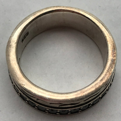 【中古品】【メンズ】 シルバーリング SILVER 925 15号 黒ストーン.植物 アクセサリー 指輪 リング アクセ ※使用感あり 193-260804-IO-07-fuzh 万代Net店
