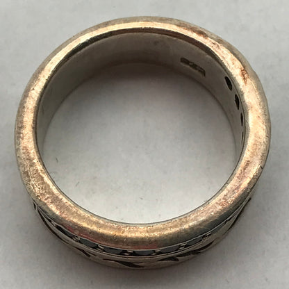 【中古品】【メンズ】 シルバーリング SILVER 925 15号 黒ストーン.植物 アクセサリー 指輪 リング アクセ ※使用感あり 193-260804-IO-07-fuzh 万代Net店