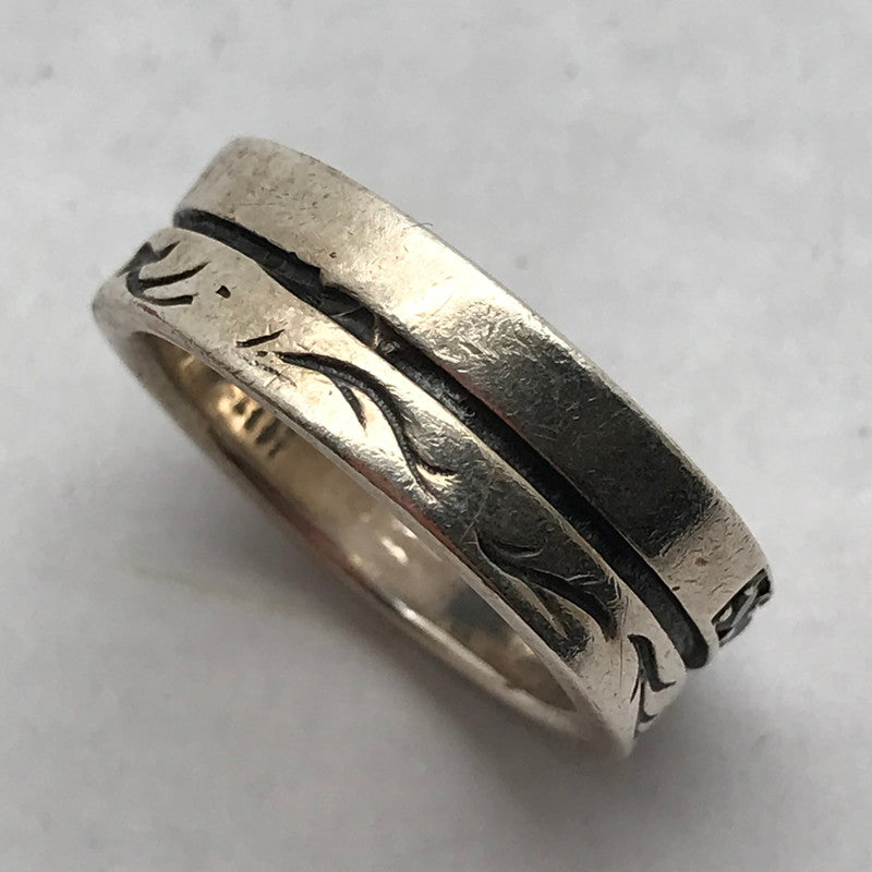 【中古品】【メンズ】 シルバーリング SILVER 925 15号 黒ストーン.植物 アクセサリー 指輪 リング アクセ ※使用感あり 193-260804-IO-07-fuzh 万代Net店