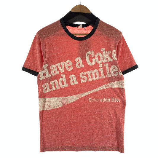 【中古品】【メンズ】 COCA－COLA 半袖Tシャツ 裾シングルステッチ 古着 145-260927-gm-01-fuzh サイズ：M カラー：レッド 万代Net店