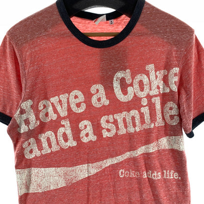 【中古品】【メンズ】 COCA－COLA 半袖Tシャツ 裾シングルステッチ 古着 145-260927-gm-01-fuzh サイズ：M カラー：レッド 万代Net店