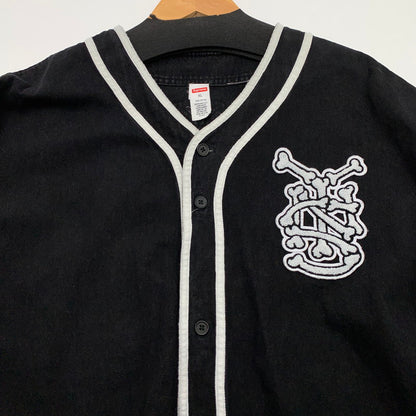【中古品】【メンズ】 SUPREME シュプリーム 19SS PATCHES BASEBALL SHIRT ベースボールシャツ 半袖シャツ ブランド 古着 オーバーサイズ 149-260506-gm-18-fuz サイズ：L カラー：ブラック 万代Net店