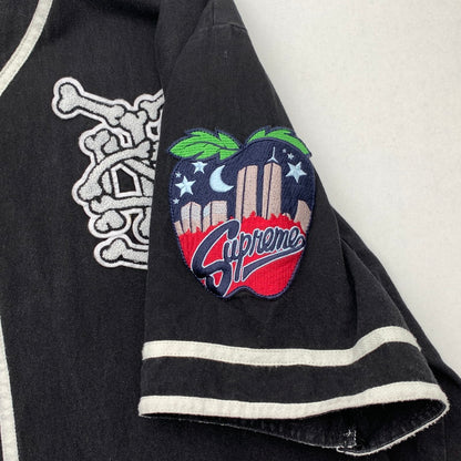 【中古品】【メンズ】 SUPREME シュプリーム 19SS PATCHES BASEBALL SHIRT ベースボールシャツ 半袖シャツ ブランド 古着 オーバーサイズ 149-260506-gm-18-fuz サイズ：L カラー：ブラック 万代Net店