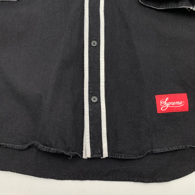 【中古品】【メンズ】 SUPREME シュプリーム 19SS PATCHES BASEBALL SHIRT ベースボールシャツ 半袖シャツ ブランド 古着 オーバーサイズ 149-260506-gm-18-fuz サイズ：L カラー：ブラック 万代Net店