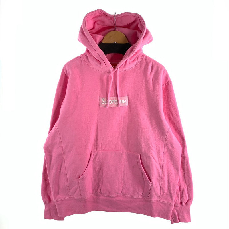 【中古品】【メンズ】 BOX LOGO HOODED SWEATSHIRT ボックスロゴ パーカー フーディー ブランド 古着 149-260505-gm-13-fuz サイズ：M カラー：ピンク 万代Net店