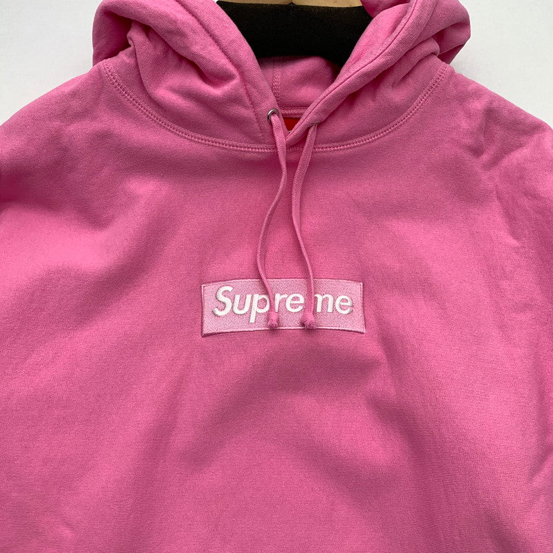 【中古品】【メンズ】 BOX LOGO HOODED SWEATSHIRT ボックスロゴ パーカー フーディー ブランド 古着 149-260505-gm-13-fuz サイズ：M カラー：ピンク 万代Net店