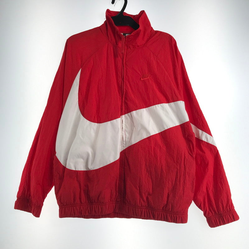 【中古品】【メンズ】 NIKE ナイキ TEAM NYLON JACKET ナイロン ジャケット ”BLACK" RED SIZE:L ビッグスウォッシュ　※袖汚れ有 146-260802-ky-16-fuzh 万代Net店