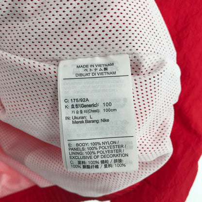 【中古品】【メンズ】 NIKE ナイキ TEAM NYLON JACKET ナイロン ジャケット ”BLACK" RED SIZE:L ビッグスウォッシュ　※袖汚れ有 146-260802-ky-16-fuzh 万代Net店