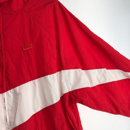 【中古品】【メンズ】 NIKE ナイキ TEAM NYLON JACKET ナイロン ジャケット ”BLACK" RED SIZE:L ビッグスウォッシュ　※袖汚れ有 146-260802-ky-16-fuzh 万代Net店