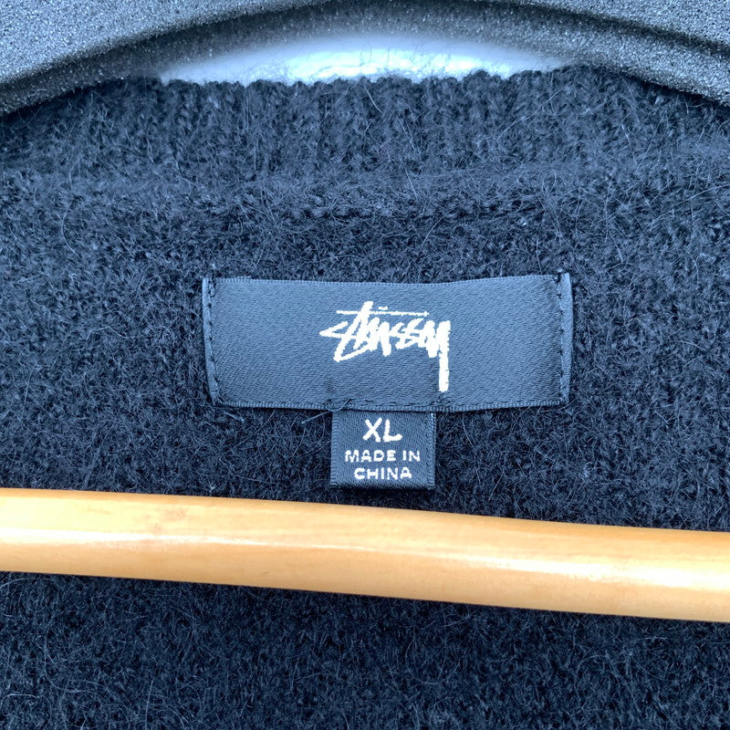 【中古品】【メンズ】 STUSSY BRUSHED MOHAIR VEST ステューシー モヘアニットベスト ブランド 古着 142-260509-gm-14-fuz サイズ：XL カラー：ブラック ホワイト 万代Net店