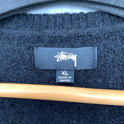 【中古品】【メンズ】 STUSSY BRUSHED MOHAIR VEST ステューシー モヘアニットベスト ブランド 古着 142-260509-gm-14-fuz サイズ：XL カラー：ブラック ホワイト 万代Net店