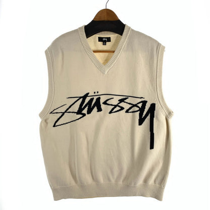 【中古品】【メンズ】 STUSSY SWEATER VEST ステューシー ニットベスト ブランド 古着 142-260509-gm-15-fuz サイズ：XL カラー：アイボリー ベージュ 万代Net店