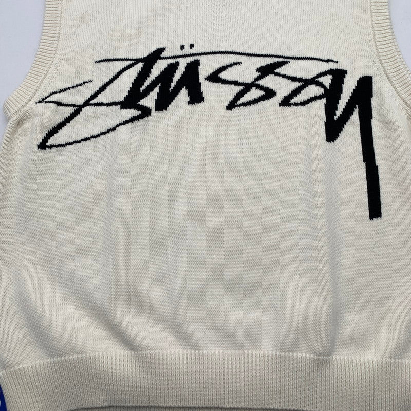 【中古品】【メンズ】 STUSSY SWEATER VEST ステューシー ニットベスト ブランド 古着 142-260509-gm-15-fuz サイズ：XL カラー：アイボリー ベージュ 万代Net店