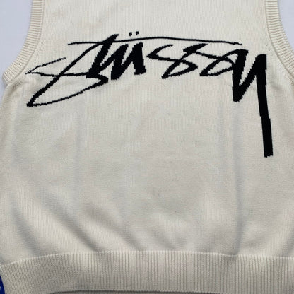 【中古品】【メンズ】 STUSSY SWEATER VEST ステューシー ニットベスト ブランド 古着 142-260509-gm-15-fuz サイズ：XL カラー：アイボリー ベージュ 万代Net店