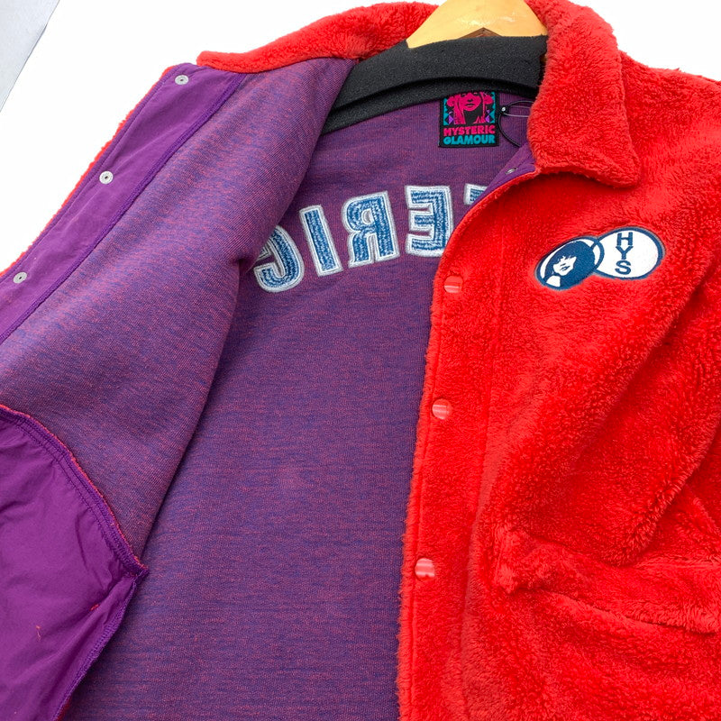 【中古品】【メンズ】 HYSTERIC GLAMOUR 02193CJ04 ヒステリックグラマー ボアジャケット フリースジャケット アウター ブランド 古着 140-260509-gm-38-fuz サイズ：S カラー：レッド 万代Net店