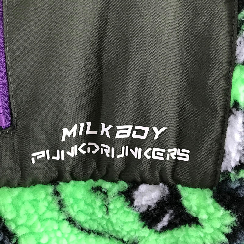 【中古品】【メンズ】 PUNK DRUNKERS × MILKBOY パンクドランカーズ ミルクボーイ 宇宙人ボアフリースジャケット GREEN/SIZE:M 147-260916-ky-06-fuzh 万代Net店