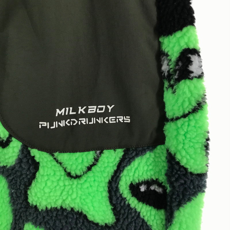 【中古品】【メンズ】 PUNK DRUNKERS × MILKBOY パンクドランカーズ ミルクボーイ 宇宙人ボアフリース パンツカラーGREEN SIZE:M 158-260916-ky-07-fuzh 万代Net店
