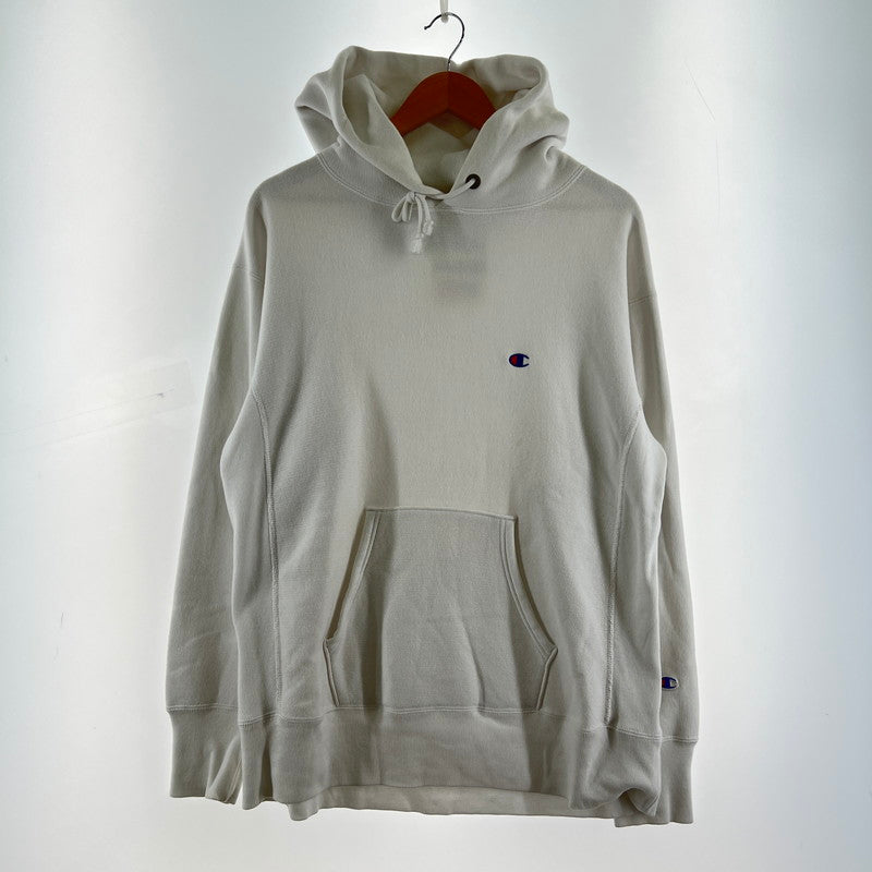 【中古品】【メンズ】 CHAMPION チャンピオン パーカー フーディー WHITE SIZE:L ※シミあり 148-260919-io-22-fuzh カラー：ホワイト 万代Net店