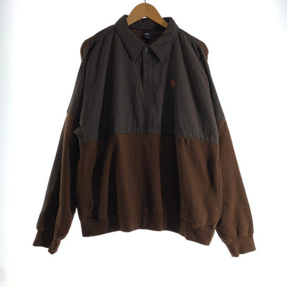 【中古品】【メンズ】 HUF ハフ FOREVER POLO FLEECE ポロフリース 異素材切り替え 142-260803-ny-13-fuzh サイズ：L カラー：ブラウン 万代Net店