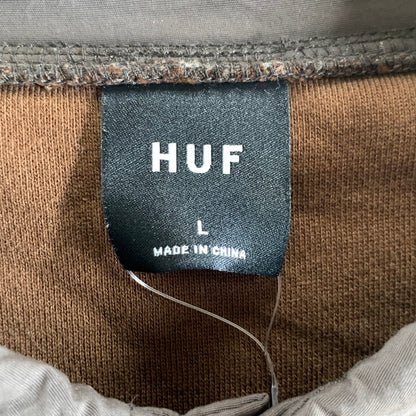 【中古品】【メンズ】 HUF ハフ FOREVER POLO FLEECE ポロフリース 異素材切り替え 142-260803-ny-13-fuzh サイズ：L カラー：ブラウン 万代Net店