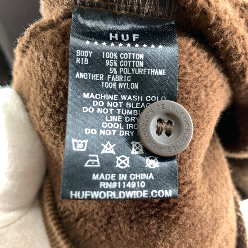 【中古品】【メンズ】 HUF ハフ FOREVER POLO FLEECE ポロフリース 異素材切り替え 142-260803-ny-13-fuzh サイズ：L カラー：ブラウン 万代Net店