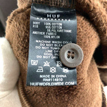 【中古品】【メンズ】 HUF ハフ FOREVER POLO FLEECE ポロフリース 異素材切り替え 142-260803-ny-13-fuzh サイズ：L カラー：ブラウン 万代Net店