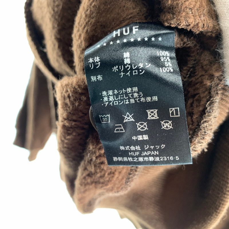 【中古品】【メンズ】 HUF ハフ FOREVER POLO FLEECE ポロフリース 異素材切り替え 142-260803-ny-13-fuzh サイズ：L カラー：ブラウン 万代Net店
