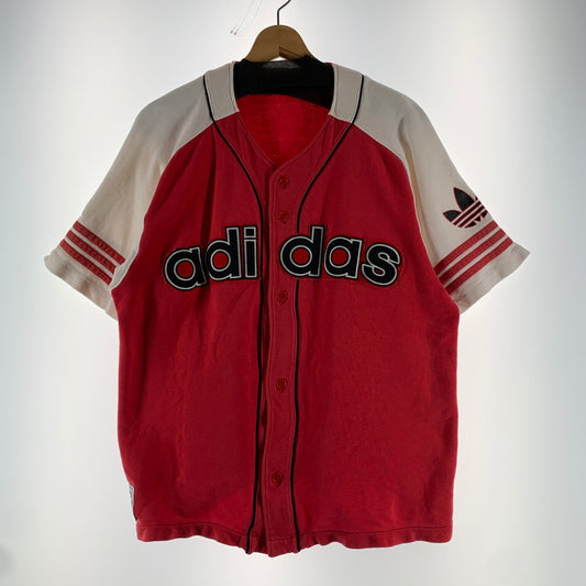 【中古品】【メンズ】 ADIDAS アディダス ベースボールシャツ スウェット 80年代 半袖 トップス 古着 148-260607-mh-29-fuz サイズ：L カラー：レッド 万代Net店