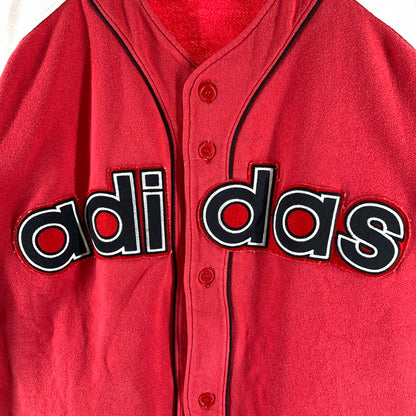 【中古品】【メンズ】 ADIDAS アディダス ベースボールシャツ スウェット 80年代 半袖 トップス 古着 148-260607-mh-29-fuz サイズ：L カラー：レッド 万代Net店