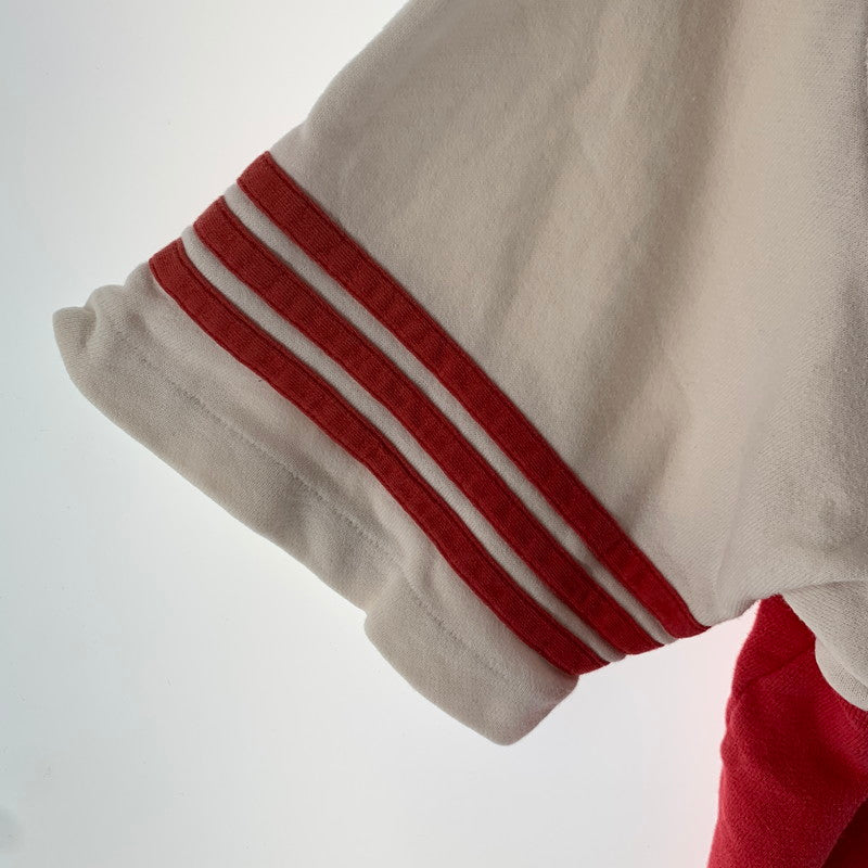 【中古品】【メンズ】 ADIDAS アディダス ベースボールシャツ スウェット 80年代 半袖 トップス 古着 148-260607-mh-29-fuz サイズ：L カラー：レッド 万代Net店