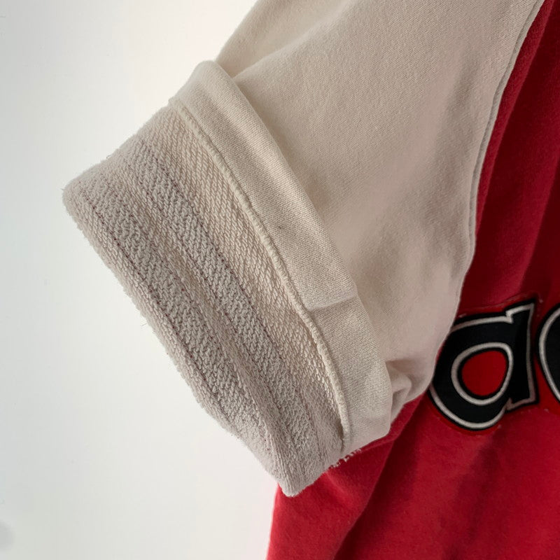 【中古品】【メンズ】 ADIDAS アディダス ベースボールシャツ スウェット 80年代 半袖 トップス 古着 148-260607-mh-29-fuz サイズ：L カラー：レッド 万代Net店