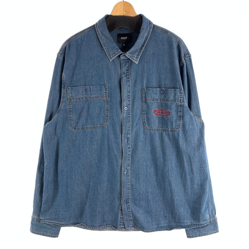 【中古品】【メンズ】 HUF WORLDWIDE CLOTHIERS DENIM SHIRT ハフ デニム 長袖シャツ ブランド 古着 142-260509-gm-33-fuz サイズ：XL カラー：インディゴ 万代Net店