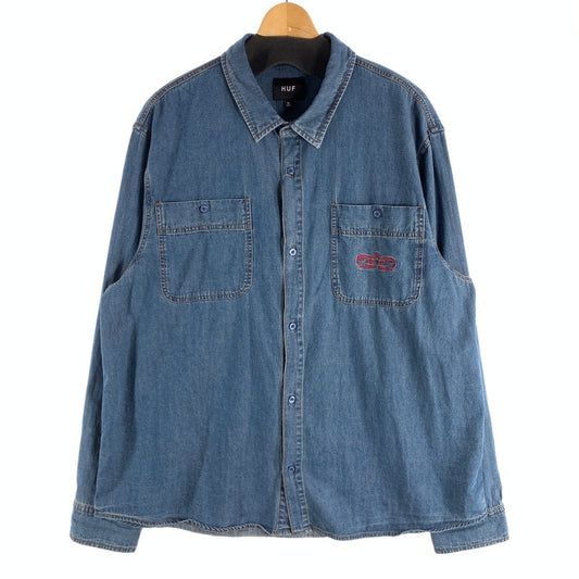 【中古品】【メンズ】 HUF WORLDWIDE CLOTHIERS DENIM SHIRT ハフ デニム 長袖シャツ ブランド 古着 142-260509-gm-33-fuz サイズ：XL カラー：インディゴ 万代Net店