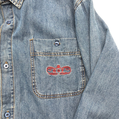 【中古品】【メンズ】 HUF WORLDWIDE CLOTHIERS DENIM SHIRT ハフ デニム 長袖シャツ ブランド 古着 142-260509-gm-33-fuz サイズ：XL カラー：インディゴ 万代Net店