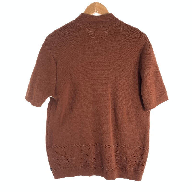 【中古品】【メンズ】 HUF PLANTLIFE PERFORATED SS KNIT ハフ 半袖カーディガン 半袖シャツ ブランド 古着 ニットシャツ 142-260509-gm-35-fuz サイズ：S カラー：ブラウン 万代Net店