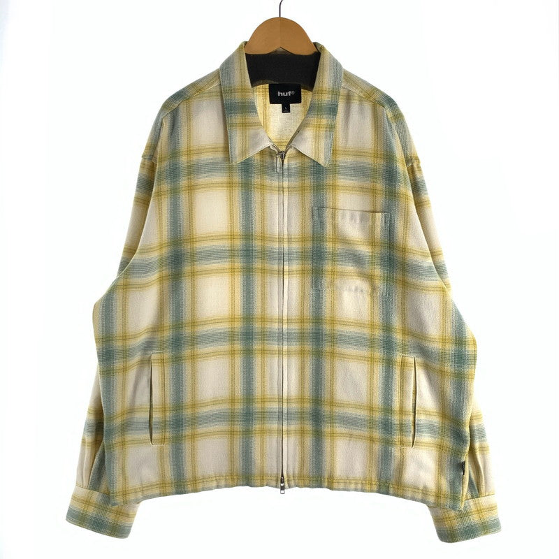 【中古品】【メンズ】 HUF 89 OUTLINE PLAID ZIP SHIRT ハフ 長袖シャツ ジップアップ ブランド 古着 142-260509-gm-34-fuz サイズ：L カラー：イエロー グリーン 万代Net店