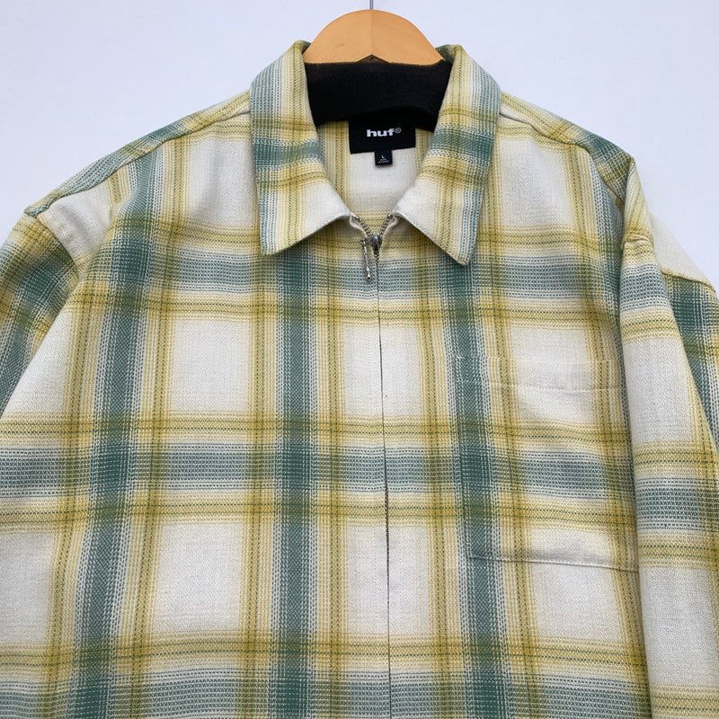 【中古品】【メンズ】 HUF 89 OUTLINE PLAID ZIP SHIRT ハフ 長袖シャツ ジップアップ ブランド 古着 142-260509-gm-34-fuz サイズ：L カラー：イエロー グリーン 万代Net店