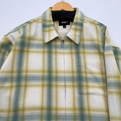 【中古品】【メンズ】 HUF 89 OUTLINE PLAID ZIP SHIRT ハフ 長袖シャツ ジップアップ ブランド 古着 142-260509-gm-34-fuz サイズ：L カラー：イエロー グリーン 万代Net店