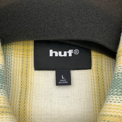 【中古品】【メンズ】 HUF 89 OUTLINE PLAID ZIP SHIRT ハフ 長袖シャツ ジップアップ ブランド 古着 142-260509-gm-34-fuz サイズ：L カラー：イエロー グリーン 万代Net店