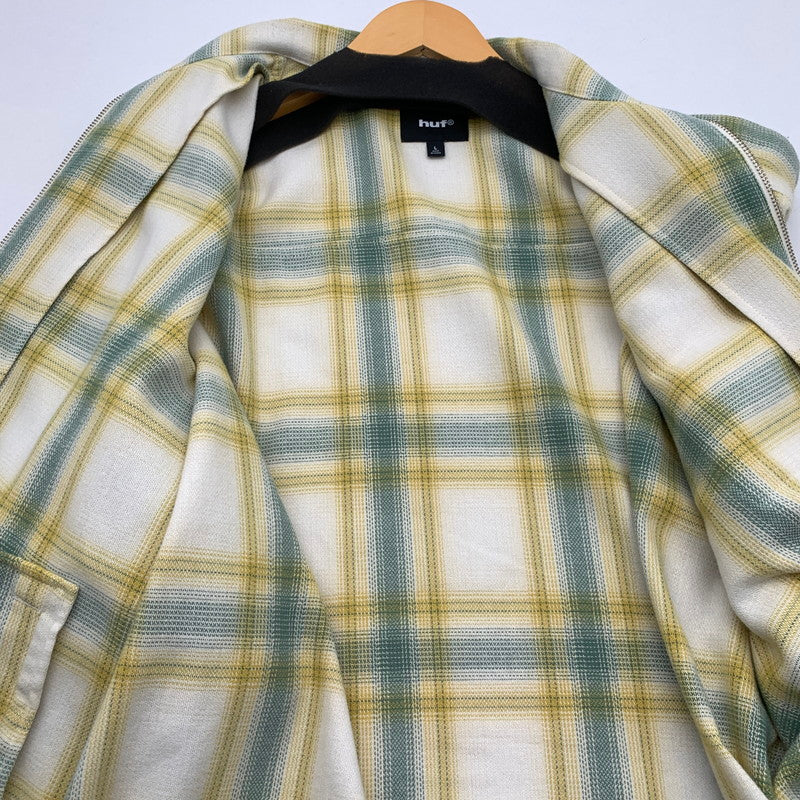 【中古品】【メンズ】 HUF 89 OUTLINE PLAID ZIP SHIRT ハフ 長袖シャツ ジップアップ ブランド 古着 142-260509-gm-34-fuz サイズ：L カラー：イエロー グリーン 万代Net店